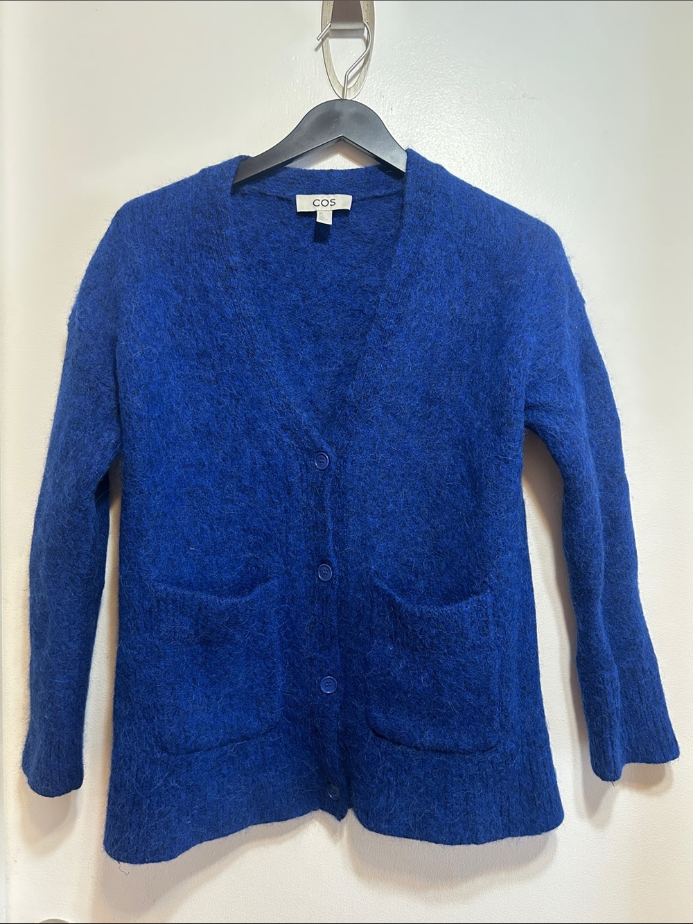 COS Royal Blue Cardigan With Front Buttons and Pockets
